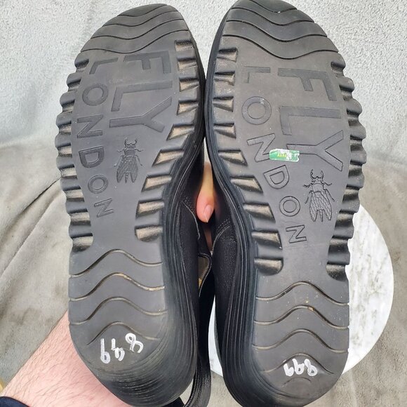 Fly London Shoes Womens EU 39 US 8 Yegi Black Leather Wedge Ankle Boots - Picture 2 of 10